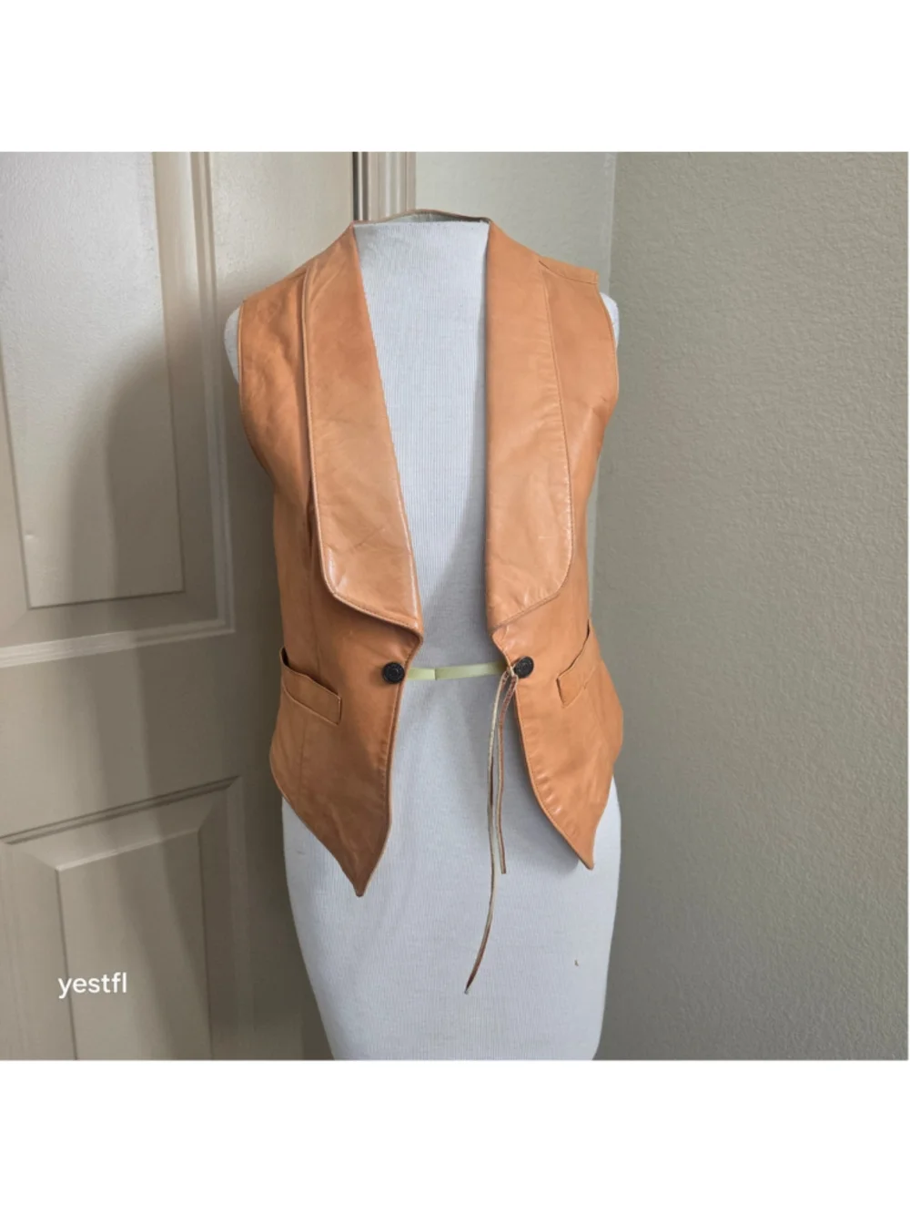 Vintage Ralph Lauren Western Wear Lambskin Leather Vest in Terracotta Brown M